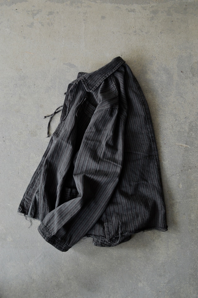 VENTITANK PROJECT Bulgarian Army 1950's-60's Dead Stock Custom Remade & Dyed Sumi Kuro Sleeping Shirt Jacket Type Red Multi3 ブルガリア軍 スリーピングシャツ ジャケット 50s 黒染め