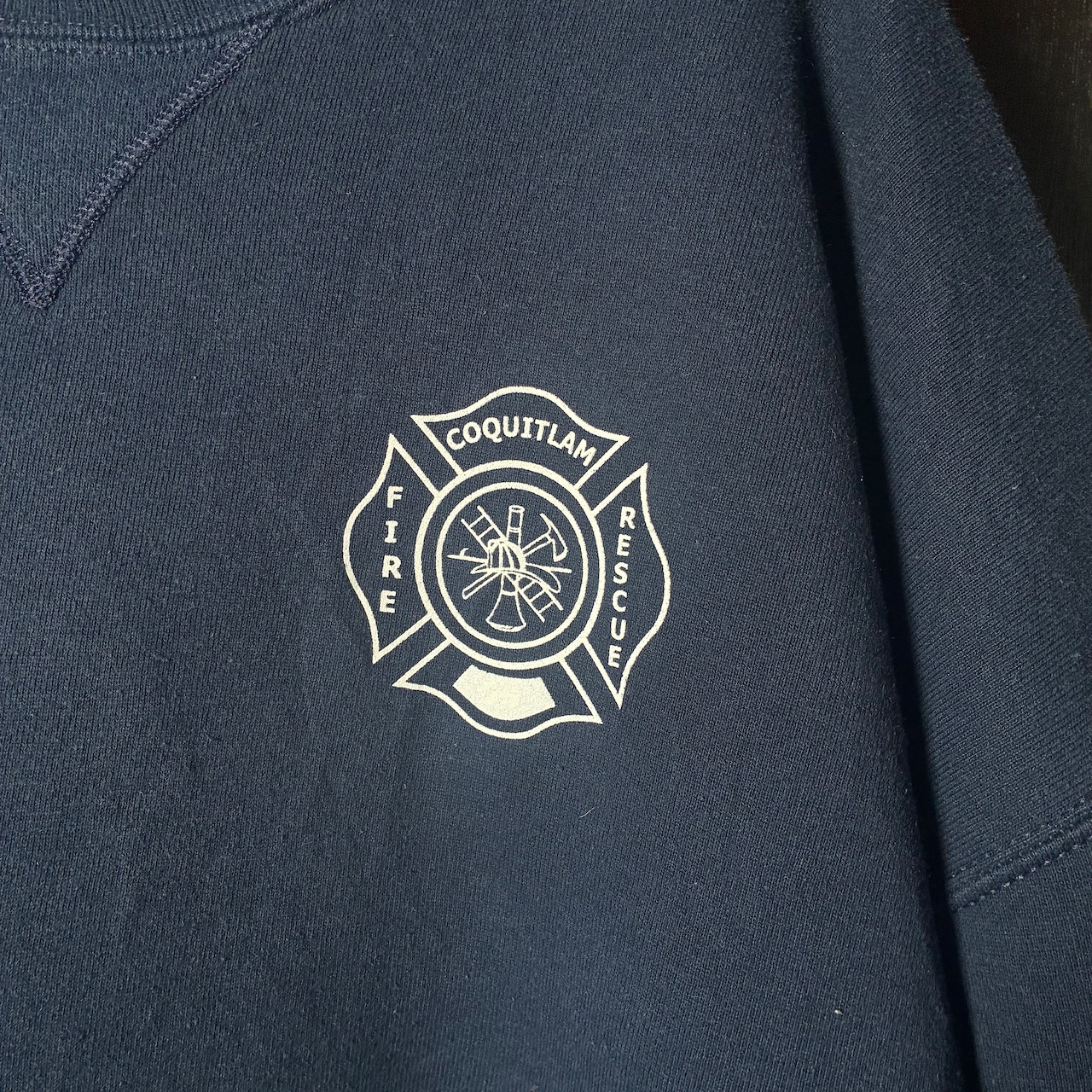 90s メキシコ製 RUSSELL ATHLETIC スウェット 消防レスキュー ネイビー