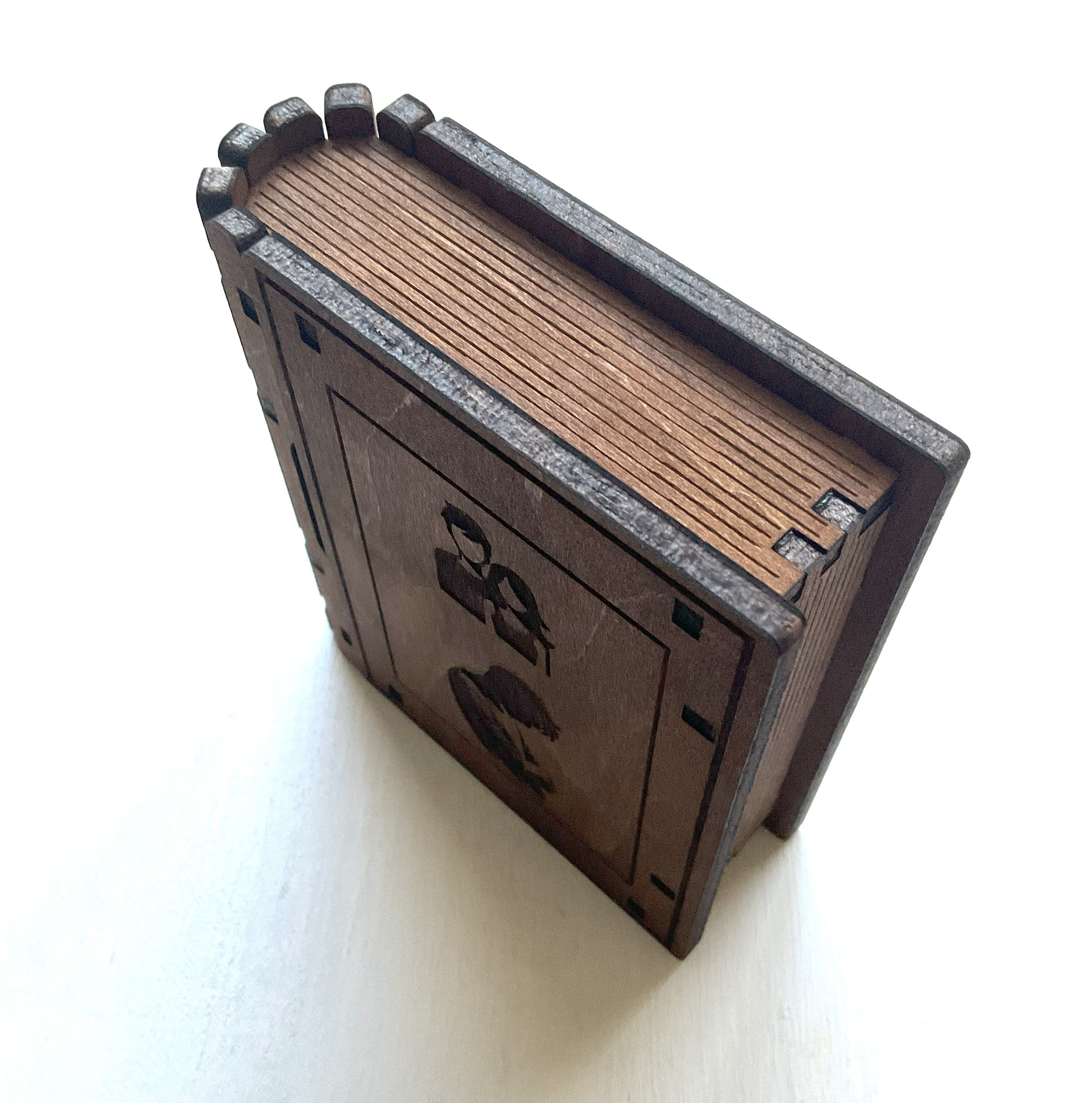 こころ】夏目漱石 手乗り本型BOXスライド式 oak color size＜S