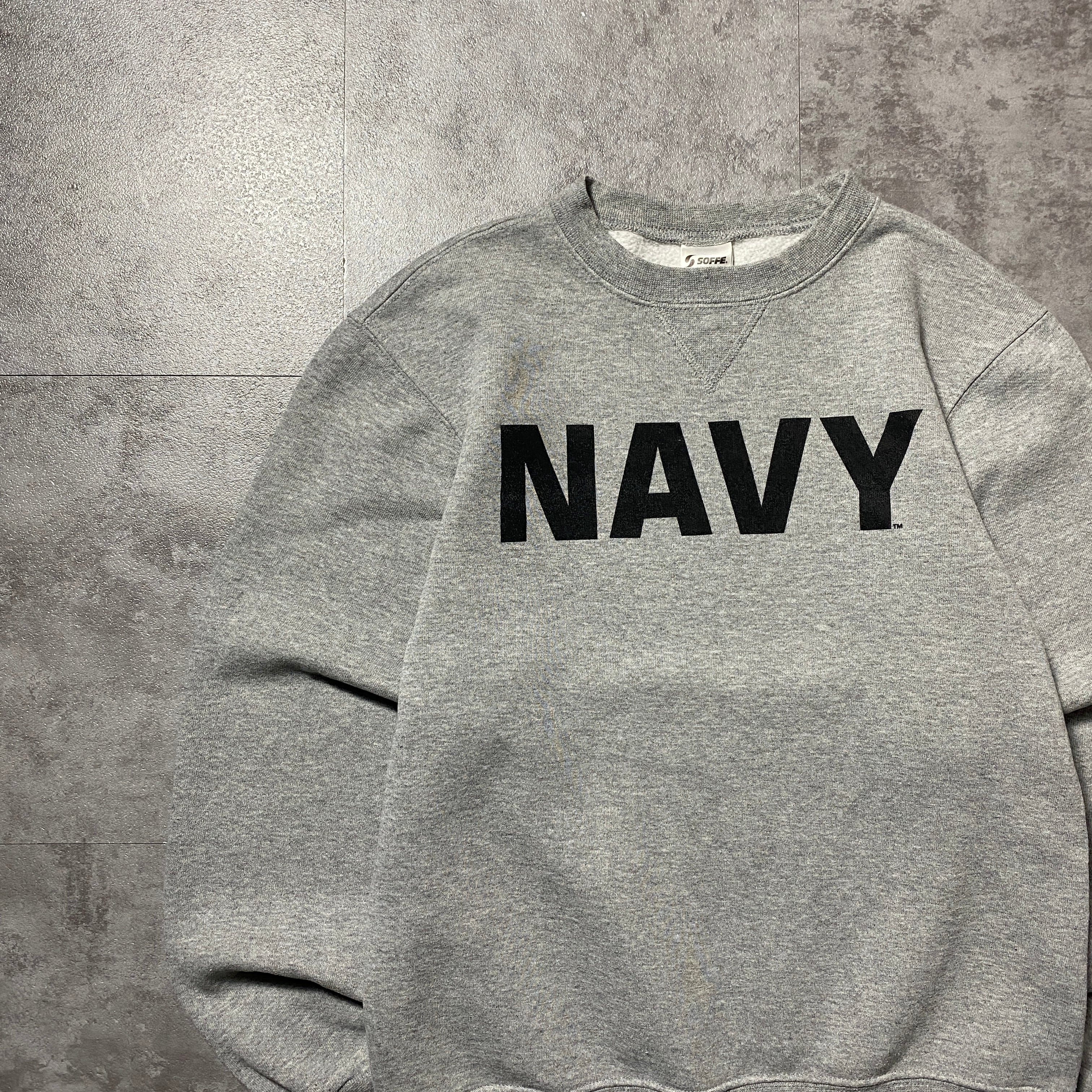 SOFFE ソフィ U.S.NAVY アメリカ海軍 プリント 前V グレー スウェット