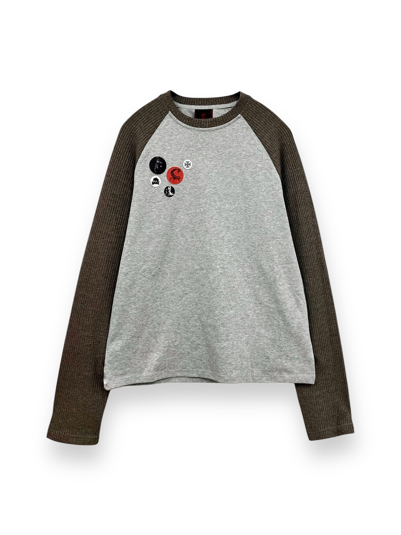 【noEmosen】tin badge print raglan long T