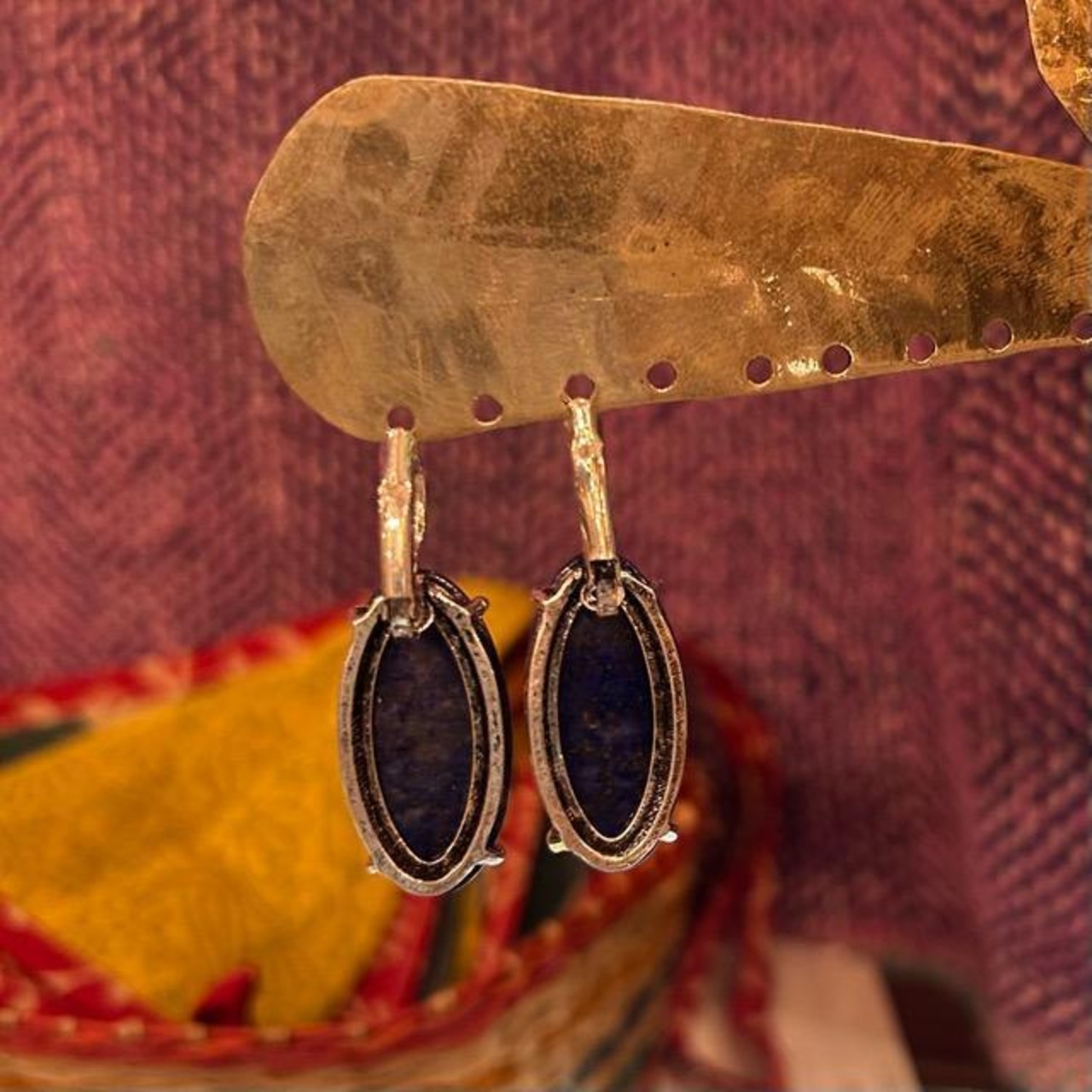 TOPANGA Jewelry　Lapis Lauli Drop Earrings ラピスラズリドロップピアス　合金　シルバー　ブルー　ピアス　石　紺色