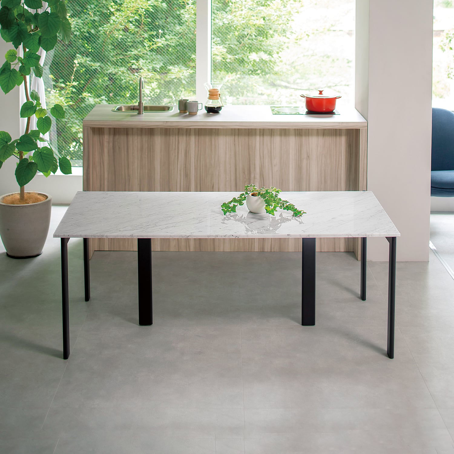 ダイニングテーブル FS-D-1600｜天然大理石天板 白ビアンコカラーラ 幅