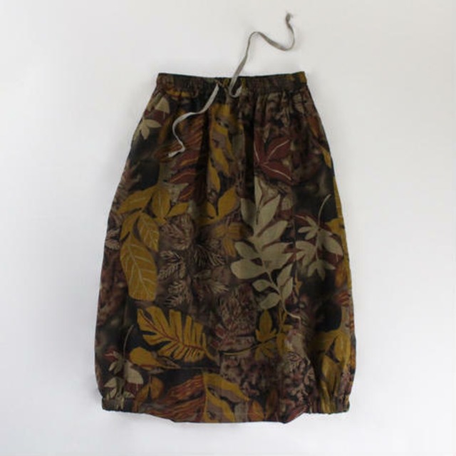 linen leaf print skirt