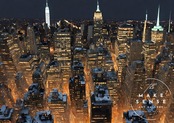Manhattan｜ニューヨーク夜景のラグジュアリーアートポスター｜都会的な輝きが映える洗練インテリア・額縁付き国内生産A4ポスター