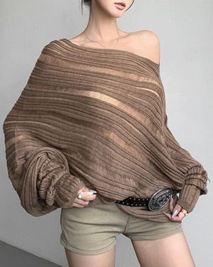 ドロップショルダー長袖ニット 3color