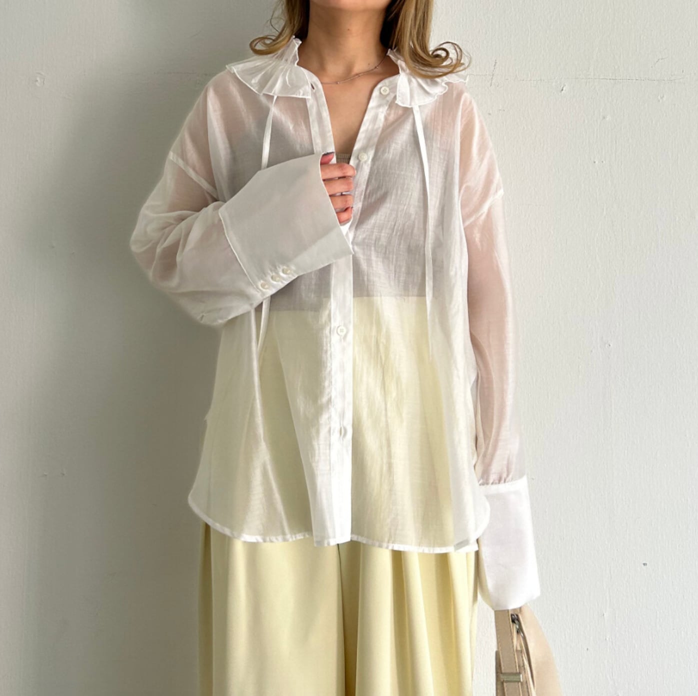 ナンバーミーTOKYO"SHEER FRILL SHIRTS"WHITE