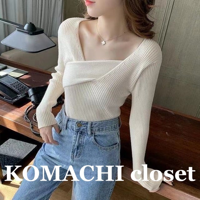 【送料無料】 ニットソー スクエアネックニット クロス プルオーバー スリム 細身 韓国 レディース かわいい 可愛い キュート 大人可愛い 大人女子 シンプル きれいめ カジュアル 大人 気品 おしゃれ お洒落 こなれ感 きちんと 大人女子 個性的 クール エレガント フェミニン S M L XL ホワイト ブラウン オフホワイト イエロー グレー ブラック 春 秋 オルチャン 10代 20代 30代 女子会 デート ショッピング 普段使い コーデ トレンド