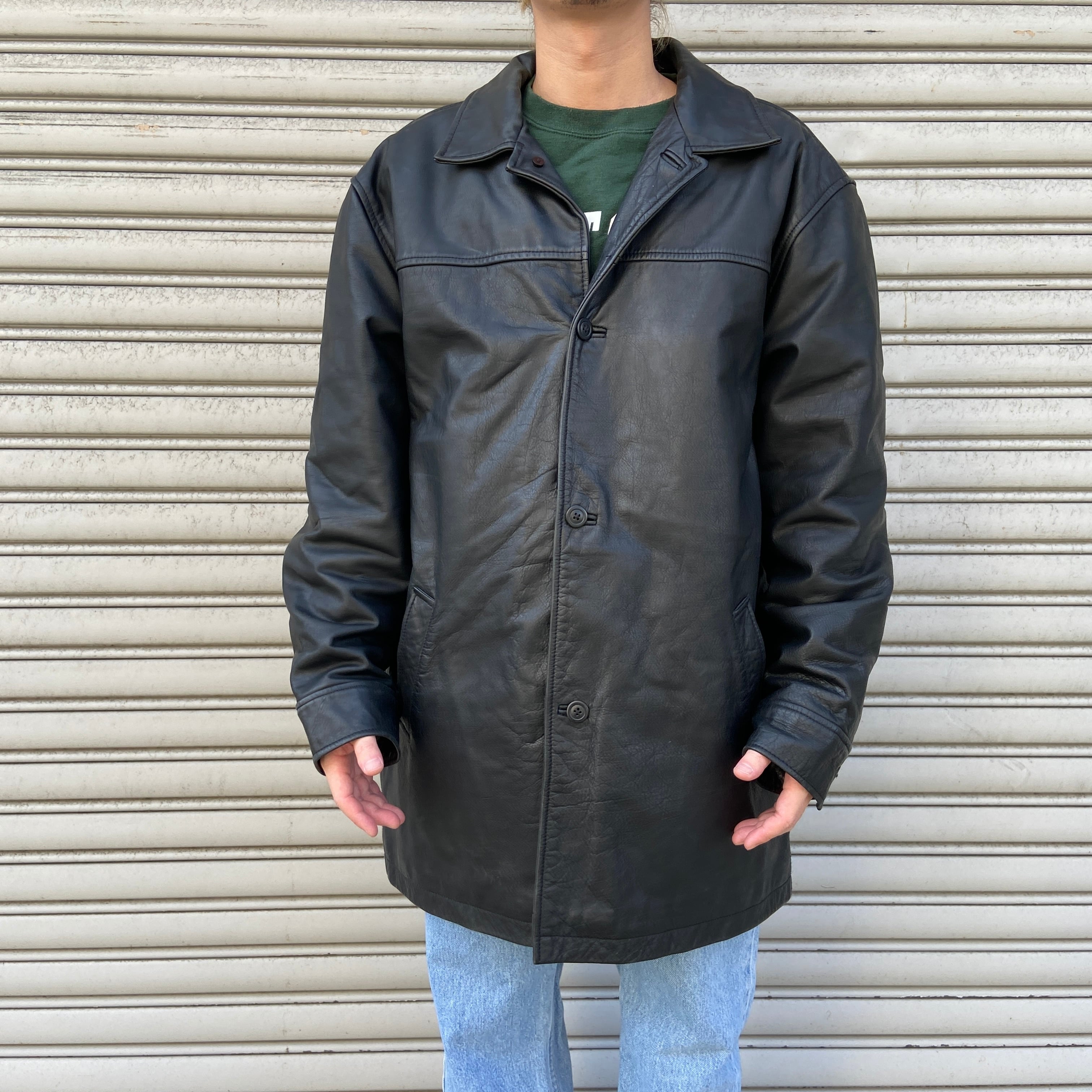 OLD GAP レザーカーコート ジャケット 黒 オールドギャップ ブラック