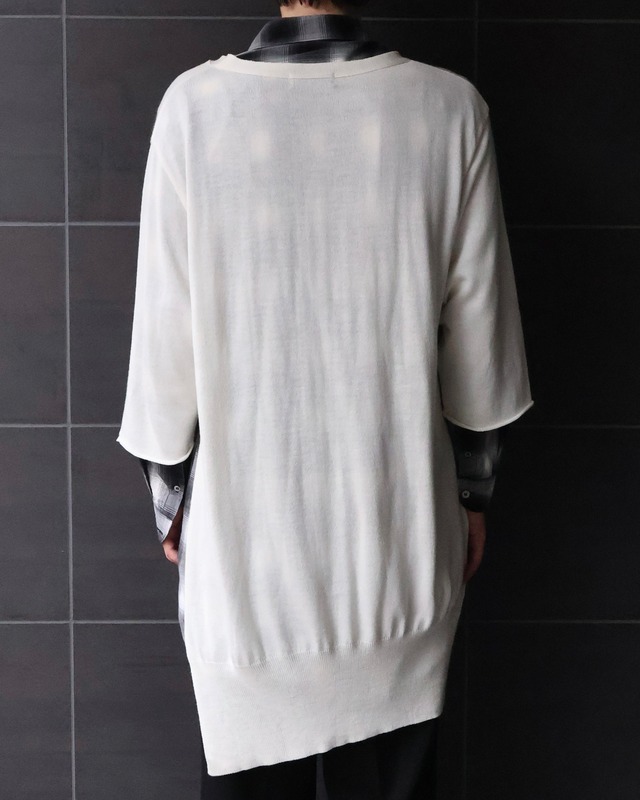 【RISMAT by Y's】side cut design half sleeve summer knit