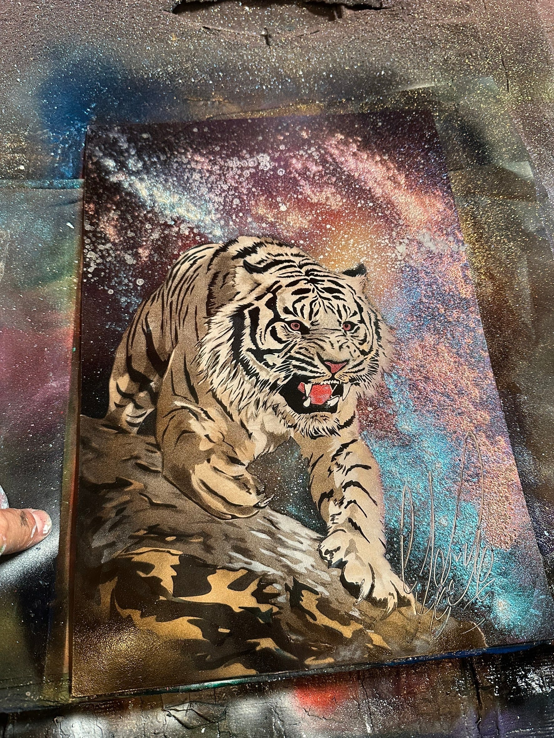 Spray Art Eden ライオン 親子 原画 B4 スプレーアートエデンショップ