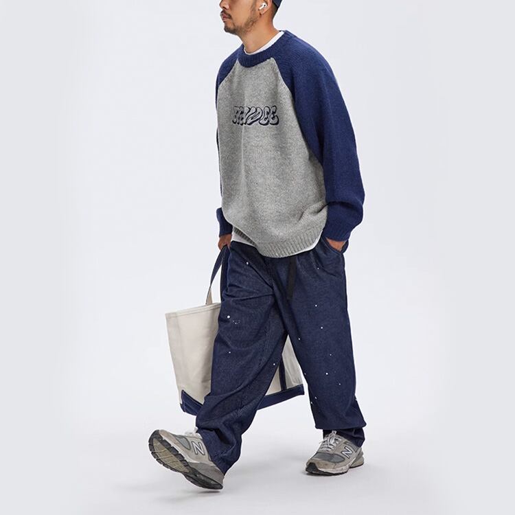 ★LETTER EMBROIDERY ROUND NECK SWEATER　　　A0868