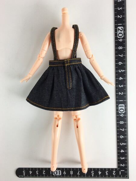 ドール服 1/6 女性用21_23 デニム サスペンダースカートドレス ブラック STK 00949 - 画像2