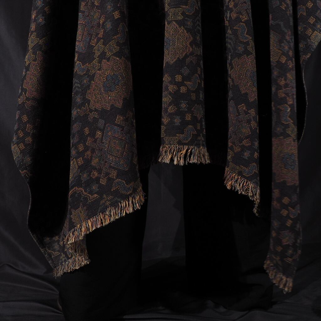 Geometric ethnic gobelin weave vintage poncho