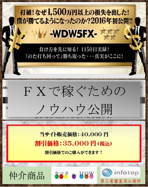 ＦＸで稼ぐ　- WDW5FX –　シンプルで再現性が高い明確なトレードルール