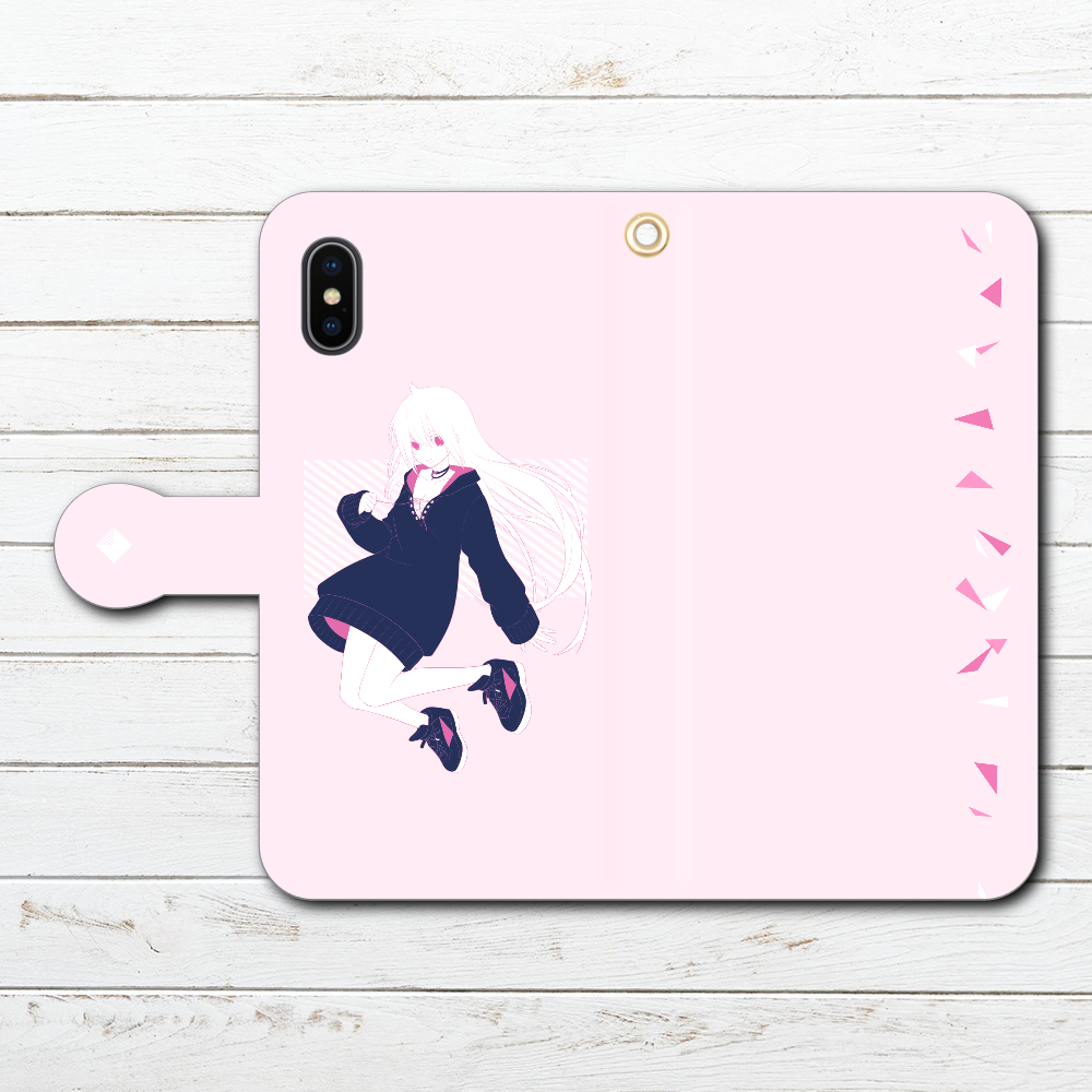 Iphoneケース スマホケース 手帳型 全機種対応 おしゃれ イラスト 女の子 ピンク Iphonexs X Iphone5 6 6s 7 8 ケース かわいい おすすめ 個性的 人気 イラストレーター クリエイター 絵師 Android アンドロイド ケース タイトル Pink 作 灰染せんり イラストレーター