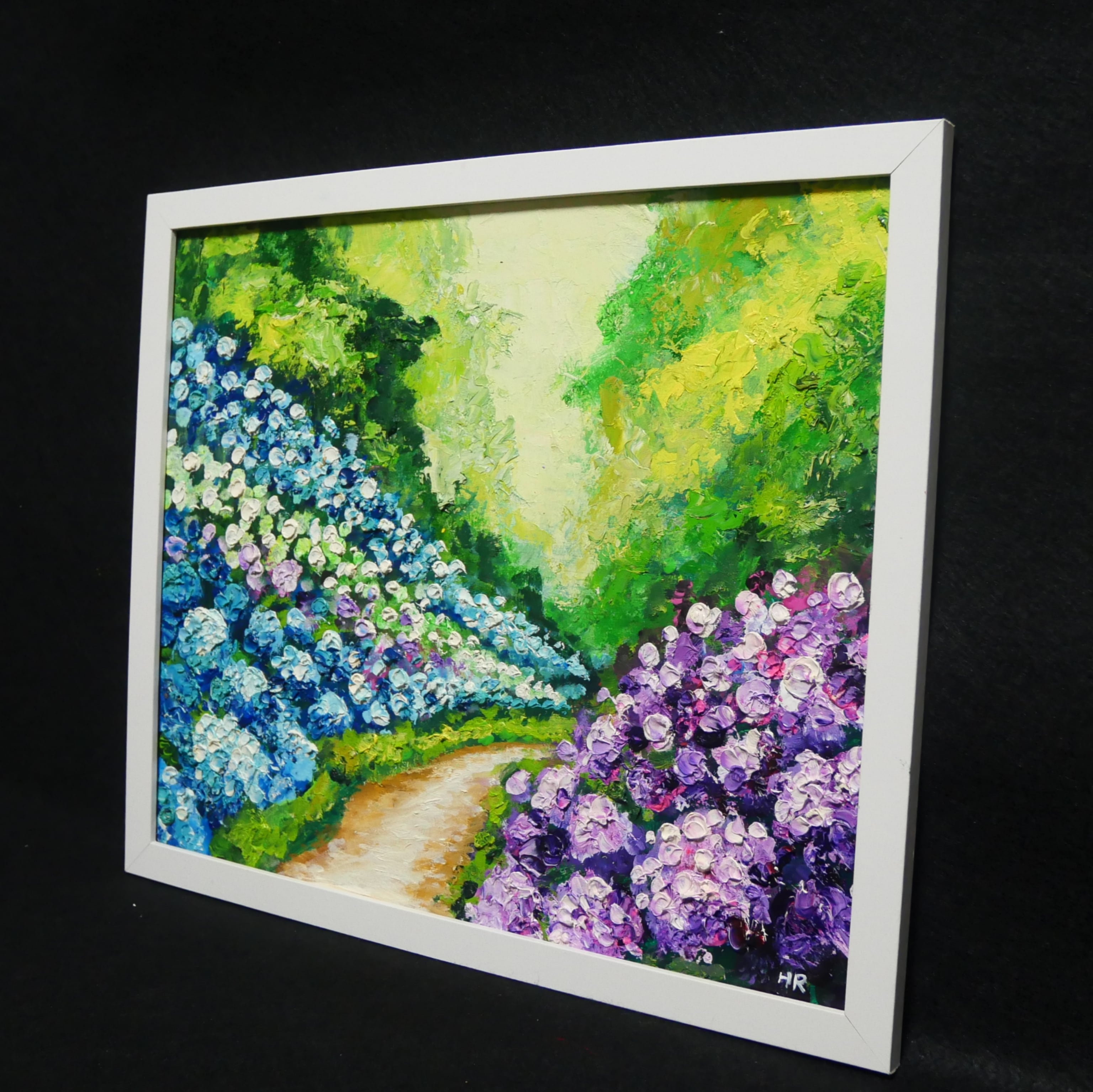 みう 油絵 F8 ユリと紫陽花 二点 油絵 油彩 油彩画 絵 絵画【紫陽花の道】 | HIROSHI1990