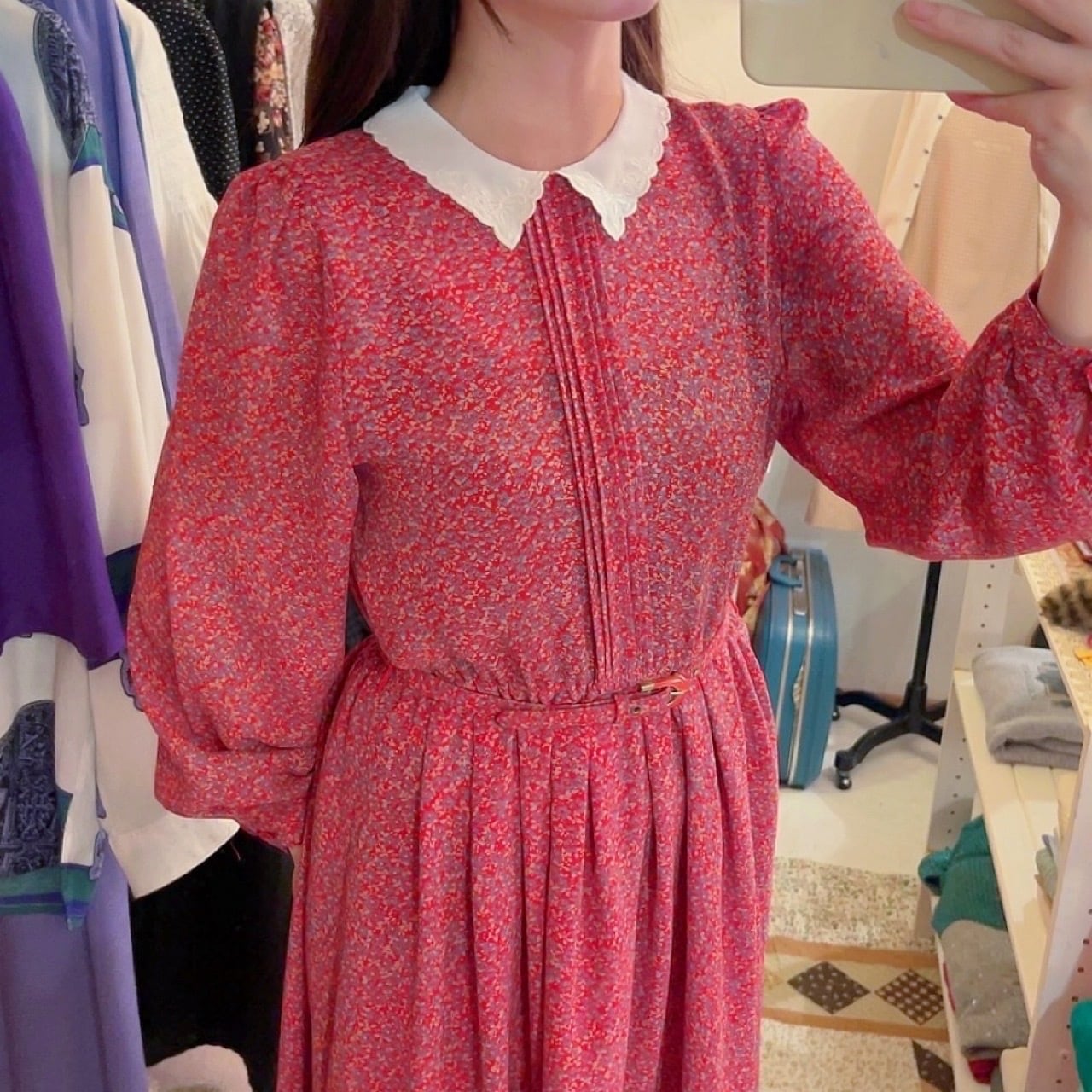 white scallop collar mini flower one-piece