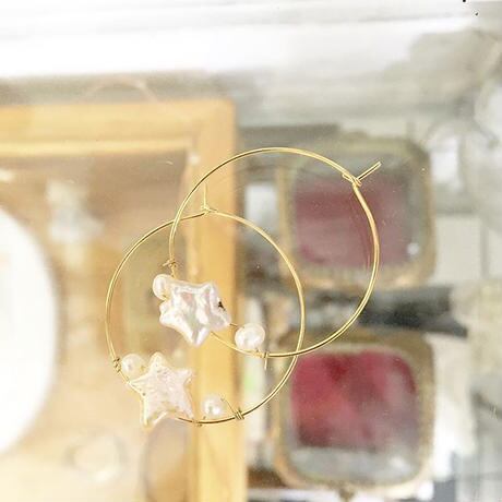 星の淡水パール　pierce