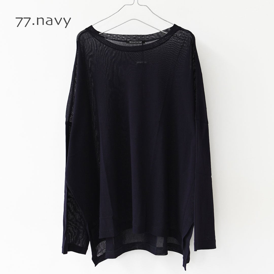mizuiro ind [ミズイロ インド] mesh long sleeve wide T [1-210062