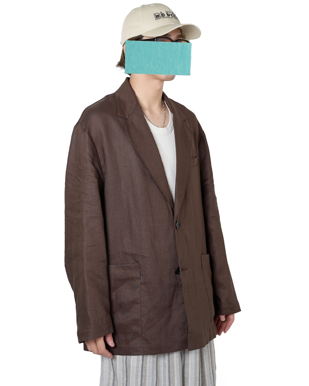 ssstein "LIGHT LINEN EASY SINGLE BREASTED JACKET〔BROWN〕"