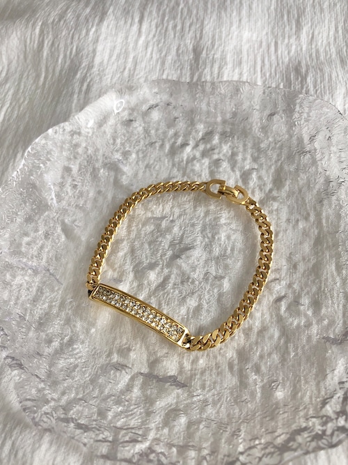 Christian Dior クリスチャン ディオール ブレスレット ゴールド プレート ラインストーン vintage ヴィンテージ オールド 7m52rm