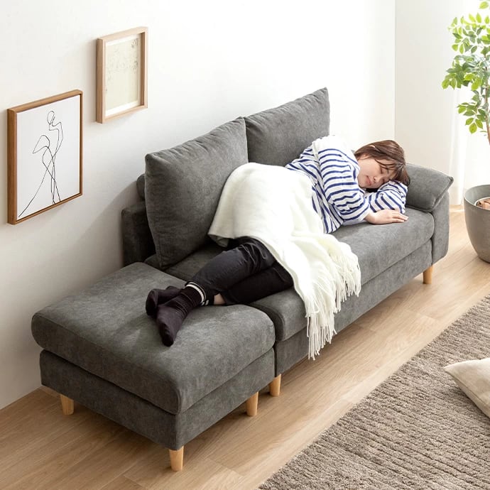 グレー ボタン留め 3人掛けソファ グレー ボタン留め 3人掛けソファ 2人