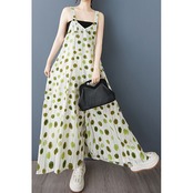 ドット柄 サロペット ワイドパンツ  30110