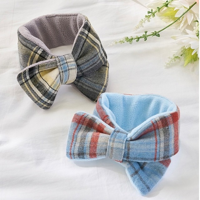 【1~2営業日発送】リボンチェックマフラー(BLUE)