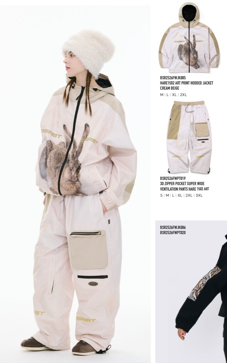 bs rabbit ウエア上下 BSRABBIT ビーエスラビット スノーボード ウェア パンツ ユニセックス