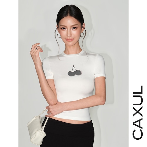 Cherry Print Knit Tshirt/2color