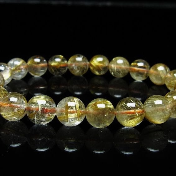 ルチルクォーツ ブレスレット 9mm タイチンルチルクォーツ タイチンルチル 一点物 メール便可 [M便 1/10] 111-49118