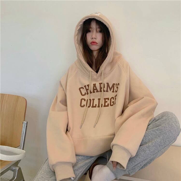 フードスウェット オータムウィンターベルベットルーズトップス 秋物 冬物 スーパーモール20258022198