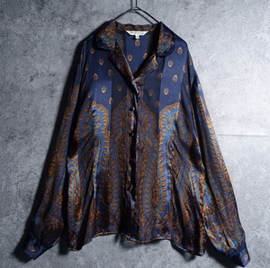 EURO Paisley pattern silk see-through shirt
