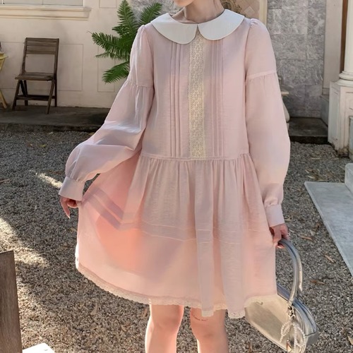 丸襟ピンタックミニワンピース ・10324