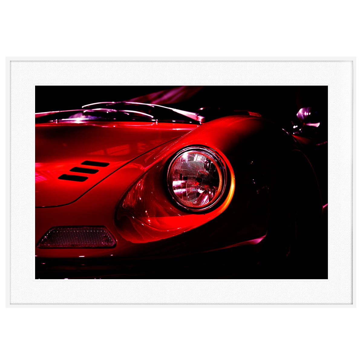 赤いスポーツカーの絵画 フェラーリ テスタロッサ クラシックカー アートプリント、イラスト