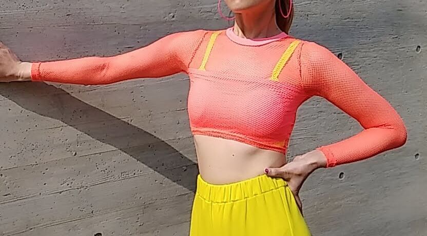 ネオンピンク メッシュネットトップス ネオンカラー 蛍光 ダンス 衣装 イベント ランニング ヨガ クラブ フェス セクシースポーツ