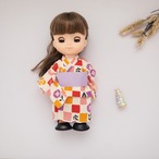 【夏限定】浴衣セット（格子帯紫）メルちゃんソランちゃん