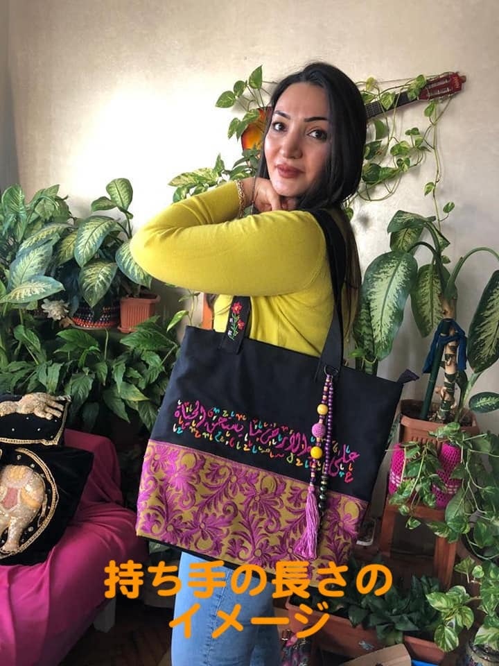 残り一枚! 手刺繍トートバッグ【オリーブ】