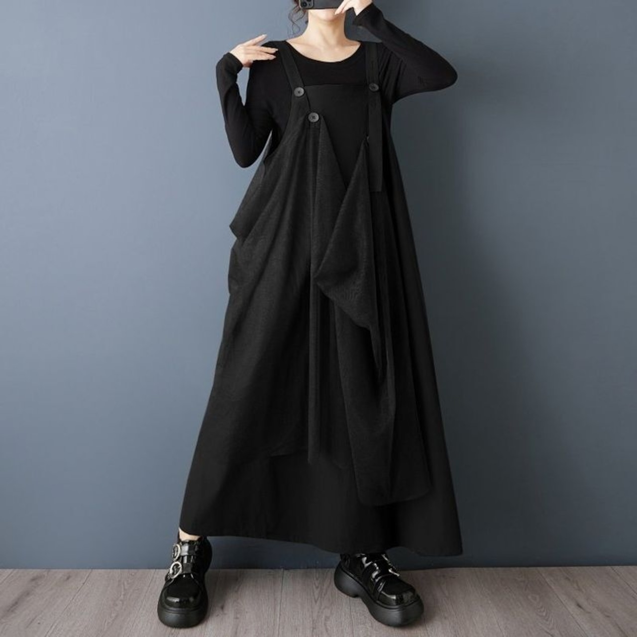 レイヤード チュール サスペンダースカート 00355