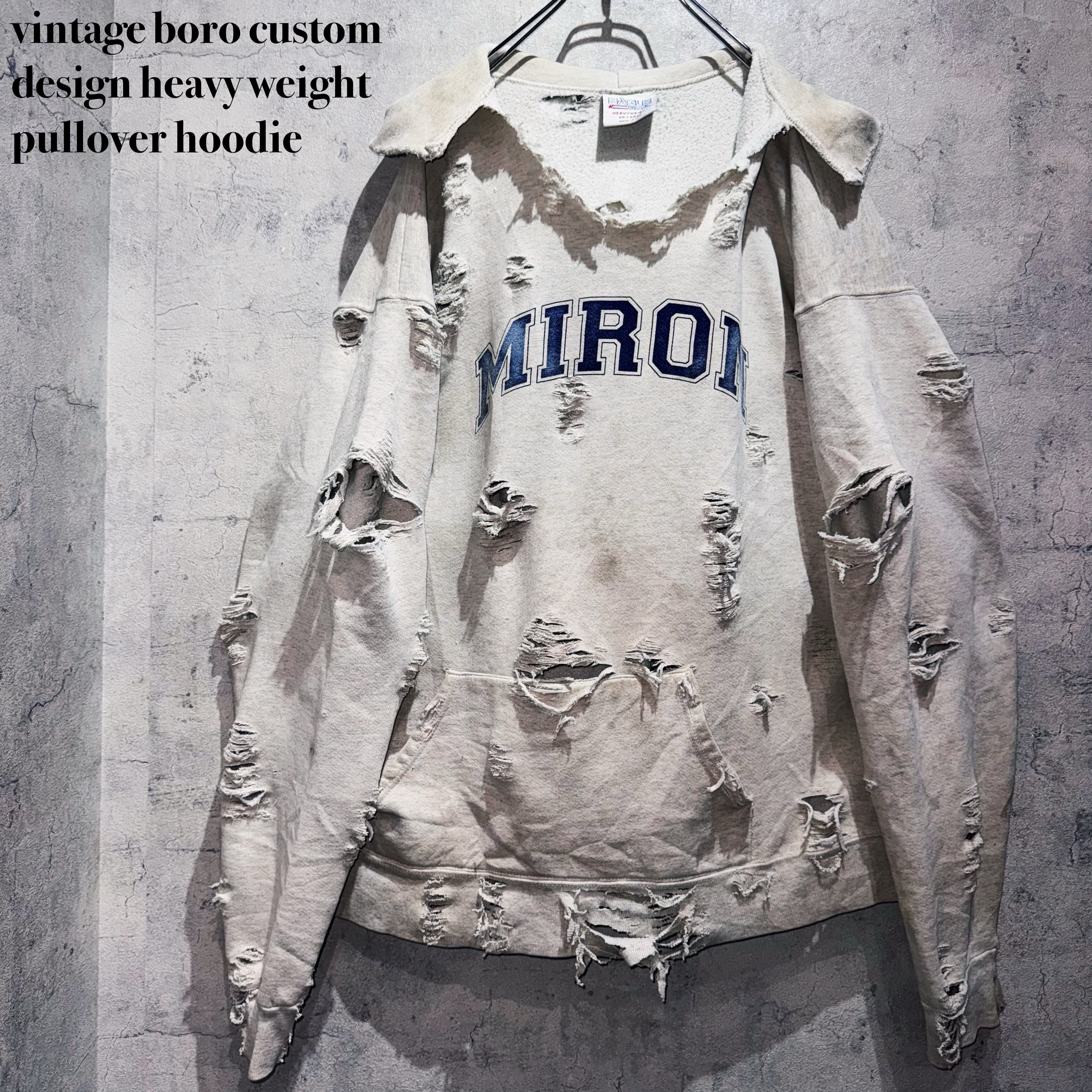 vintage boro custom design heavy weight pullover hoodie