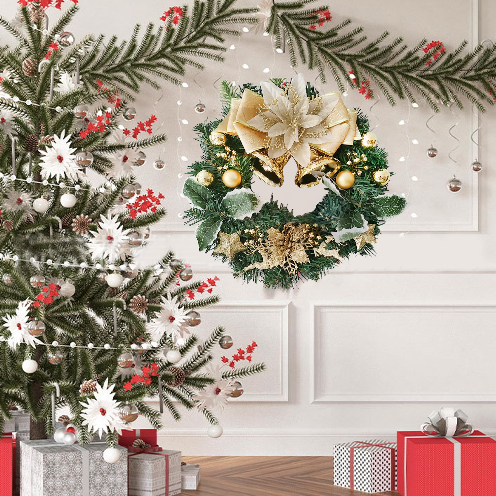 Bacucine クリスマスリース クリスマス 飾り 直径30cm 壁掛け リース