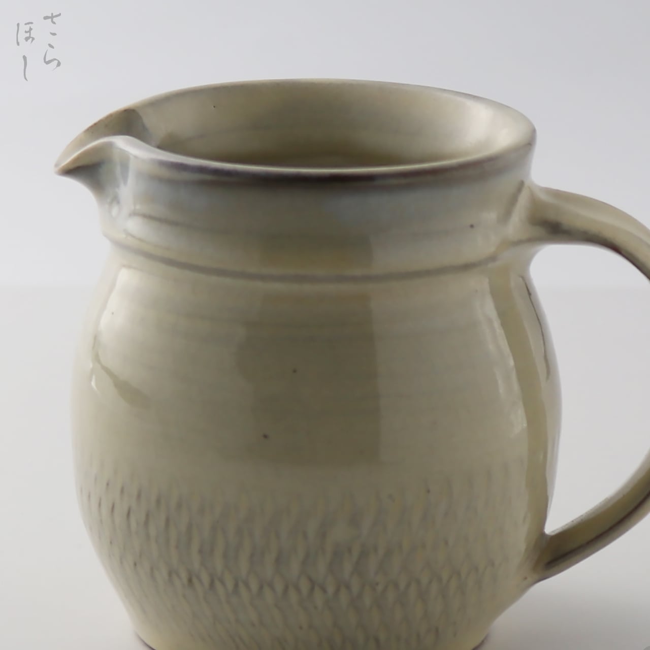 小鹿田焼 小袋窯 3寸ピッチャー 地飛びかんな 白 高さ約8.5cm 陶器 和