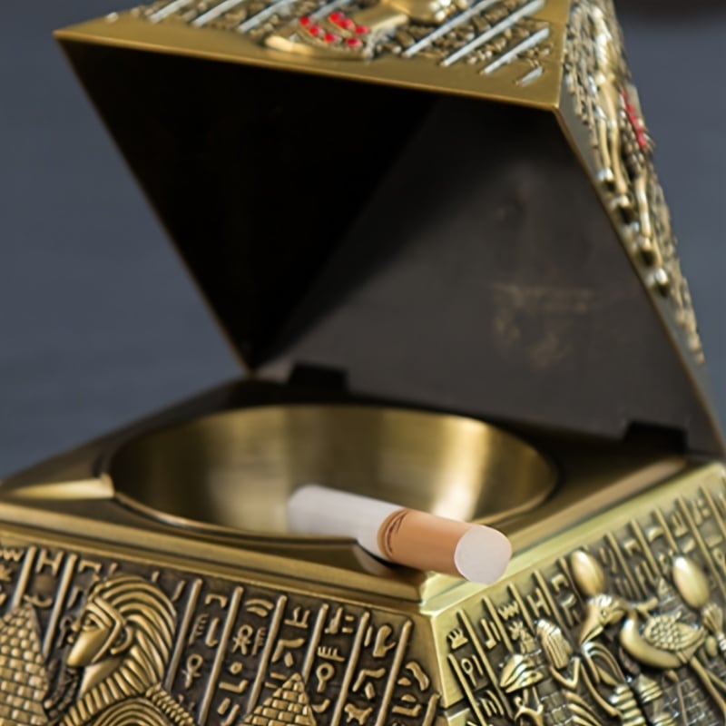 灰皿 フタ付き 蓋 吸い殻入れ ピラミッド 卓上 置物 オブジェ ユニーク