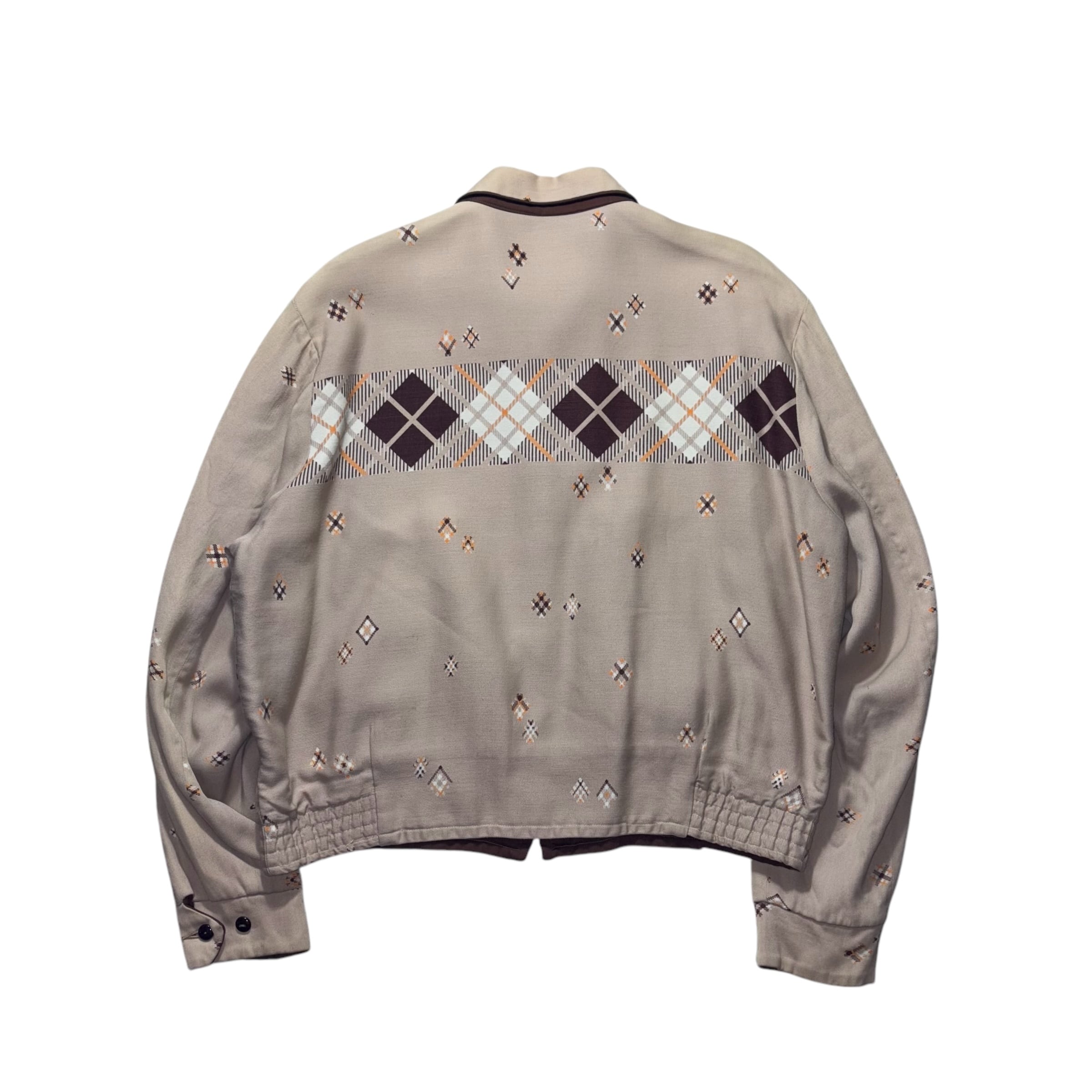 vintage 1950's reversible rayon gabardine jacket “Argyle” | NOIR