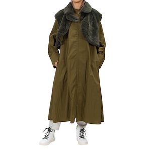 【新作】ワッシャーナイロンタフタ×ファー アンサンブルコート【254-8153】