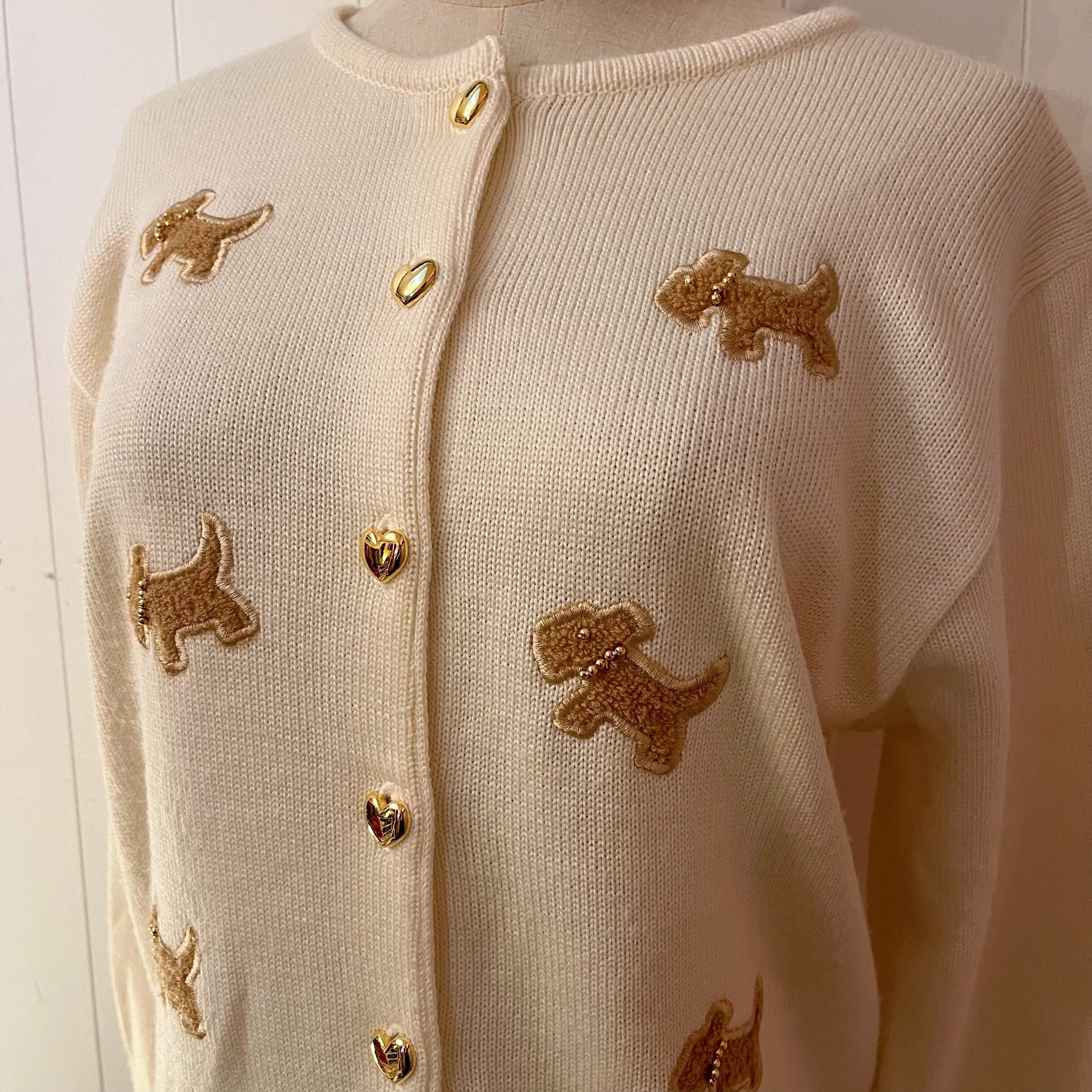 dog heart button cardigan