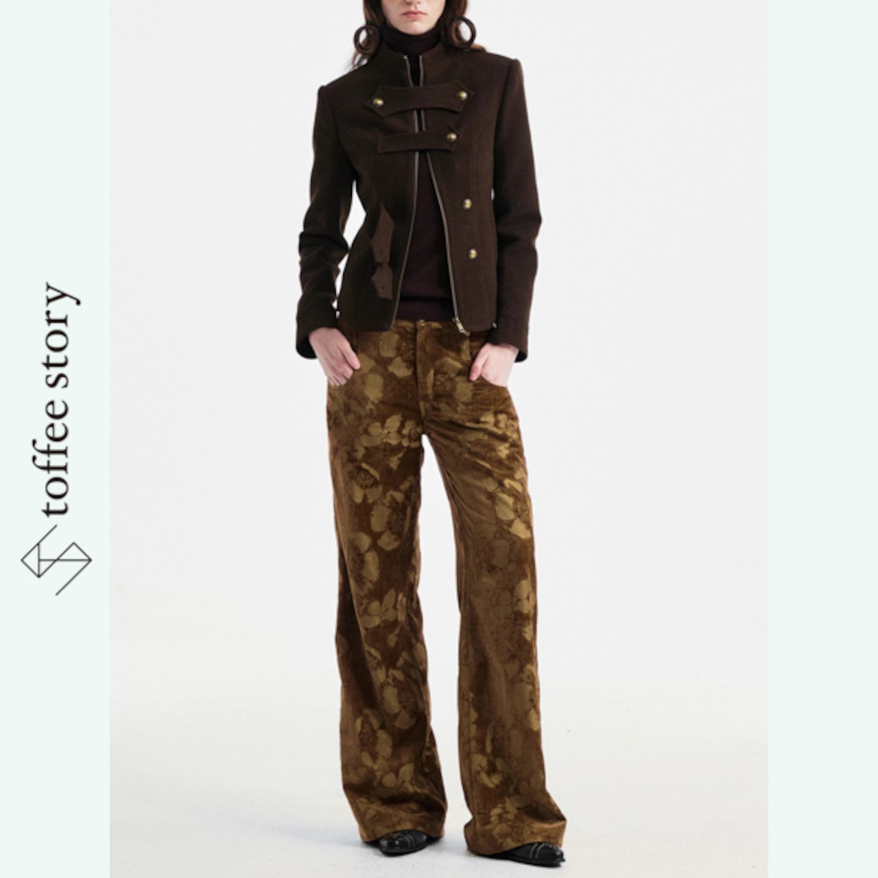 【2color】四本の留めが描くスタンドカラージャケット《B0063》