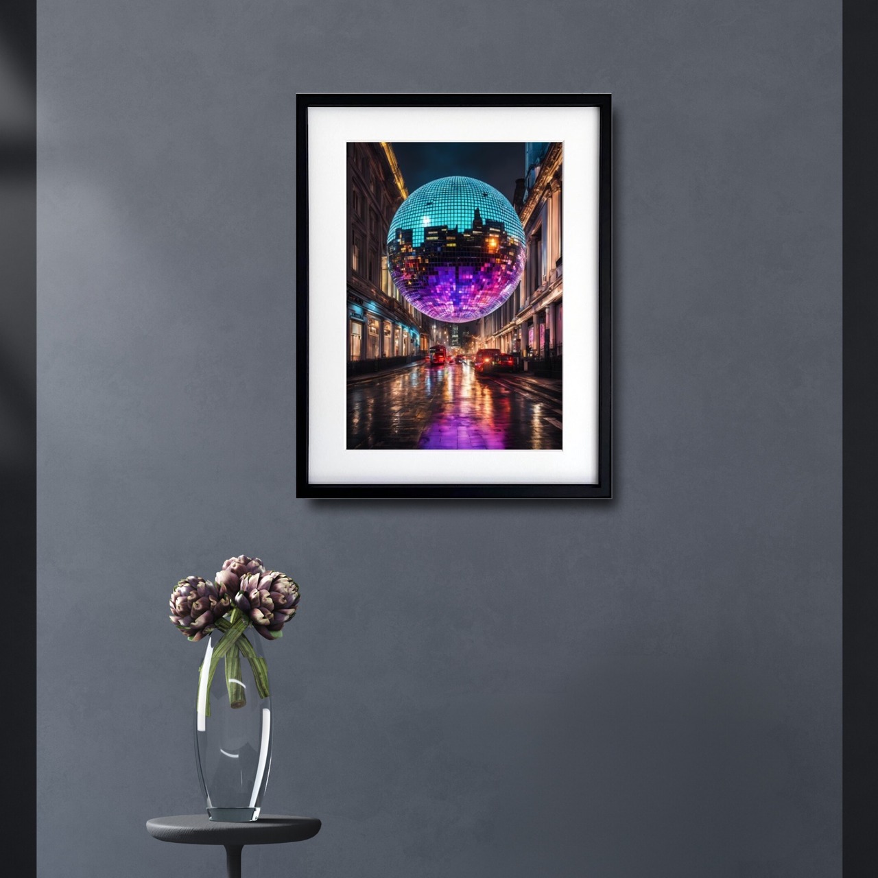 City Party｜都会に浮かぶミラーボールの非日常アートポスター｜ラグジュアリー×モダンを演出するおしゃれインテリア｜日本製A2ポスター