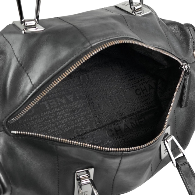 CHANEL シャネル チョコバー ハンドバッグ ブラック レザー ミニボストン vintage ヴィンテージ オールド 6yfva8